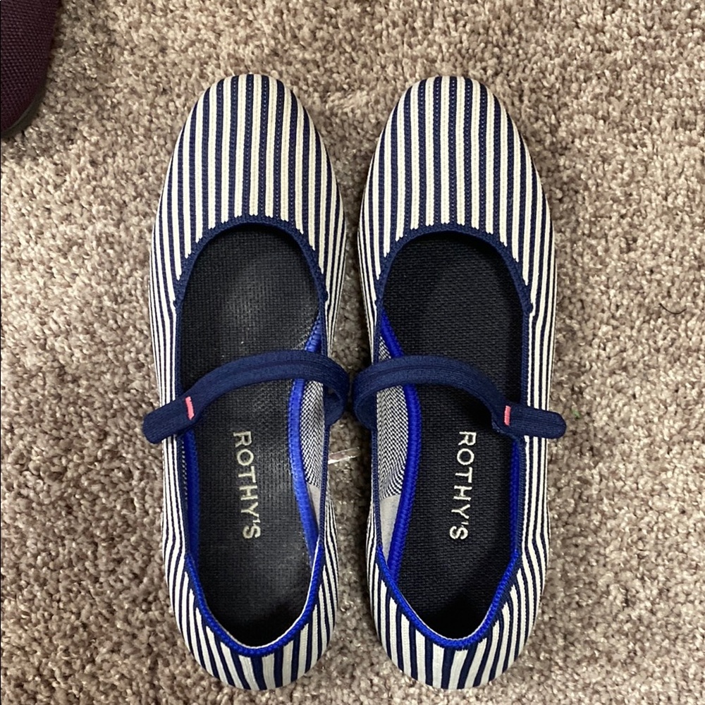 Rothy's Navy and White Striped Shoes